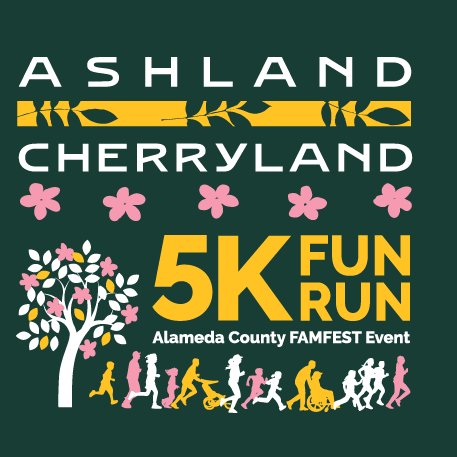 Ashland Cherryland Fam Fest logo ith subtitle: 5K fun run